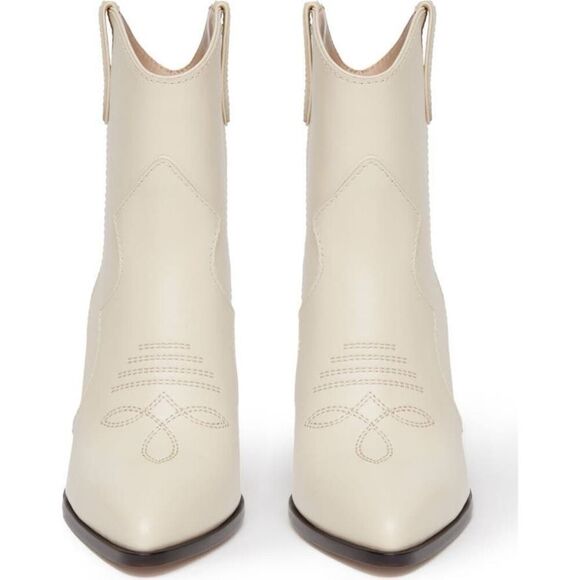 PAIGE $378 Porter Ankle Boot Ivory Western Pointed Toe Leather Block Heel Women’ - Picture 13 of 13